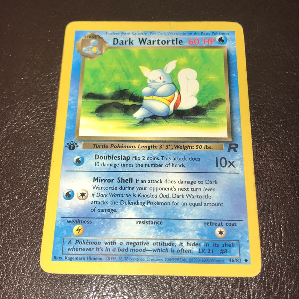 First edition Dark Warturtle Pokemon card